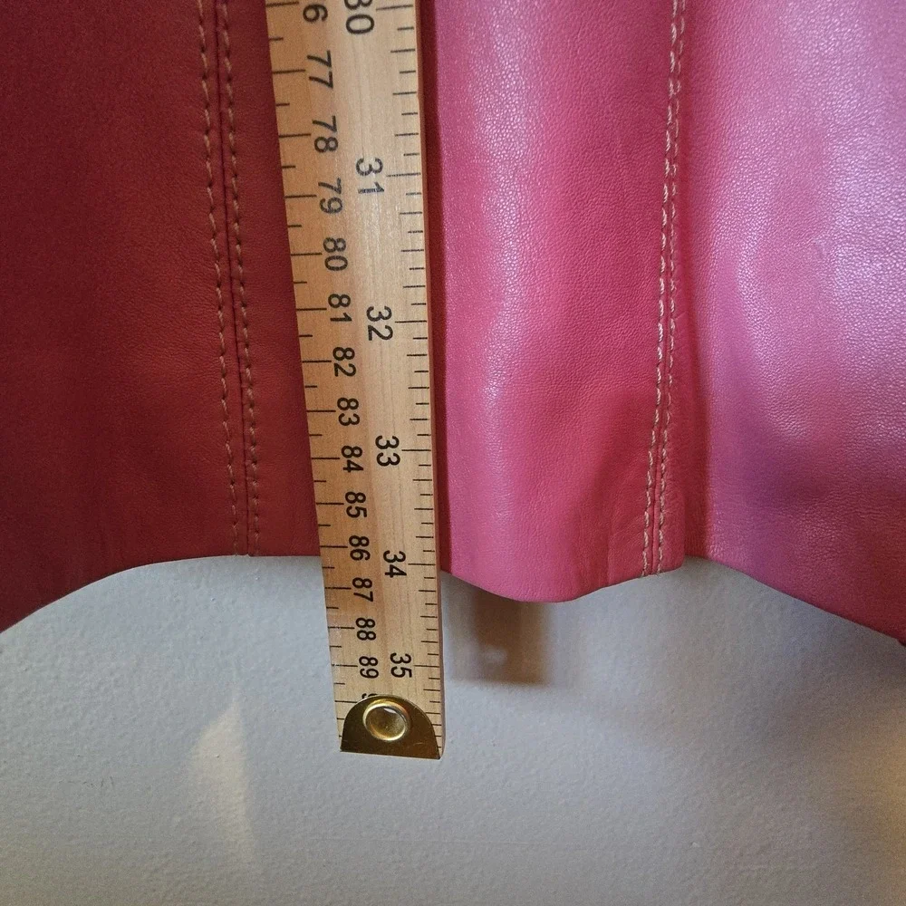 Vintage 90s Y2K Lucien Piccard Leather‎ Trench Coat Women's LG Rosey Pink Boho